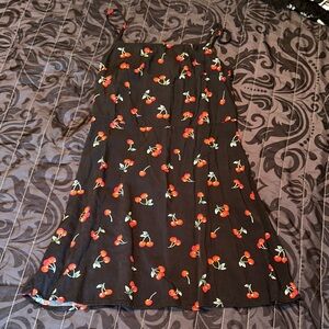 Black Dress with Cherry Print